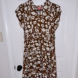 THML Brown Floral Tiered Maxi Dress